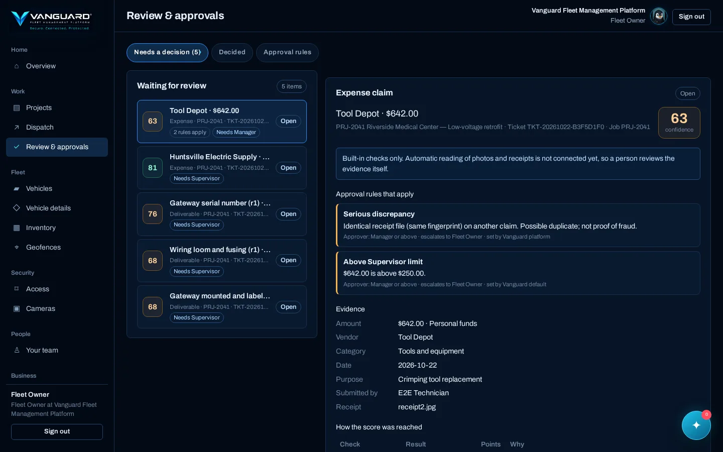 Access Management Platform Vanguard Fleet Management Platform